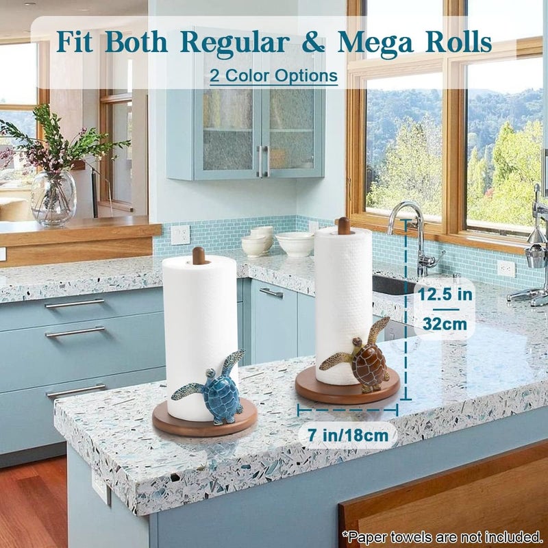 YLOVAN Turtle Paper Towel Holder - Coastal Decor Home Beach House Gift Sea Turtle Gifts for Women Bathroom Decor Unique Funny Cute Cool Paper Towel Holder Stand Kitchen Counter Beach Themed Accessories Stuff - Image 4